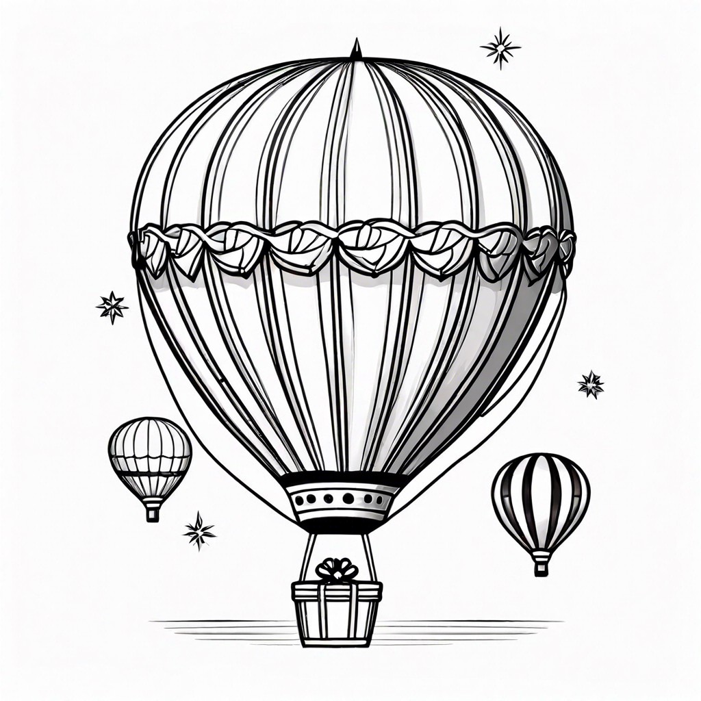 a hot air balloon shaped like a birthday present