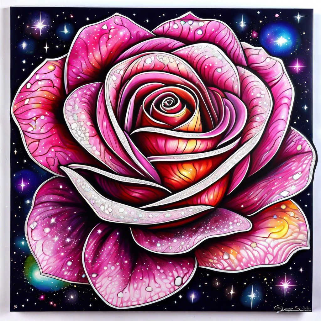 cosmic rose with galaxy petals