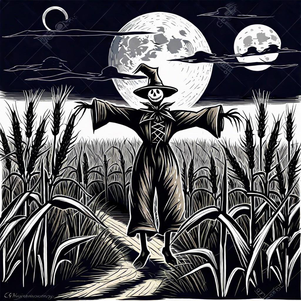 creepy scarecrow in a field