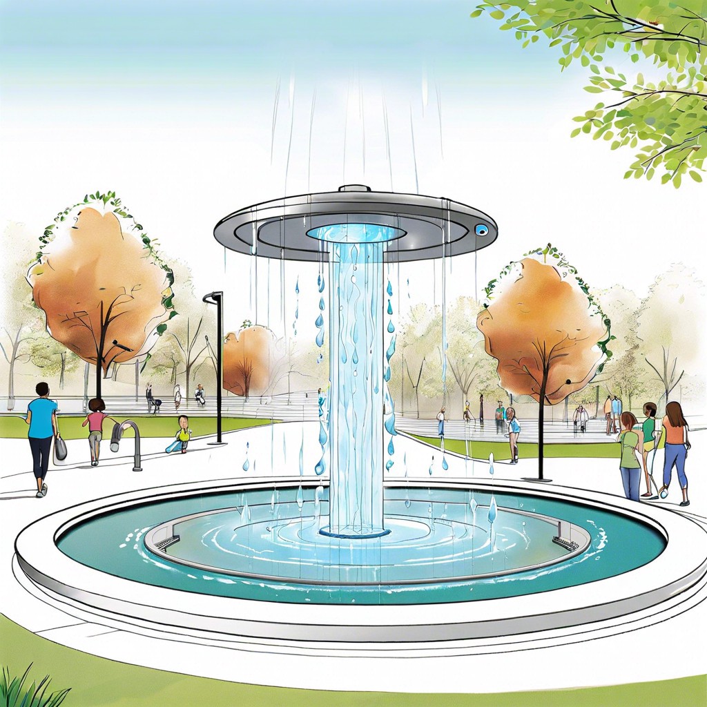 interactive public park with sensor activated water features