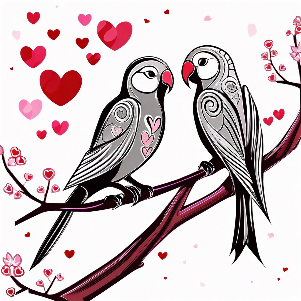 lovebirds on a branch