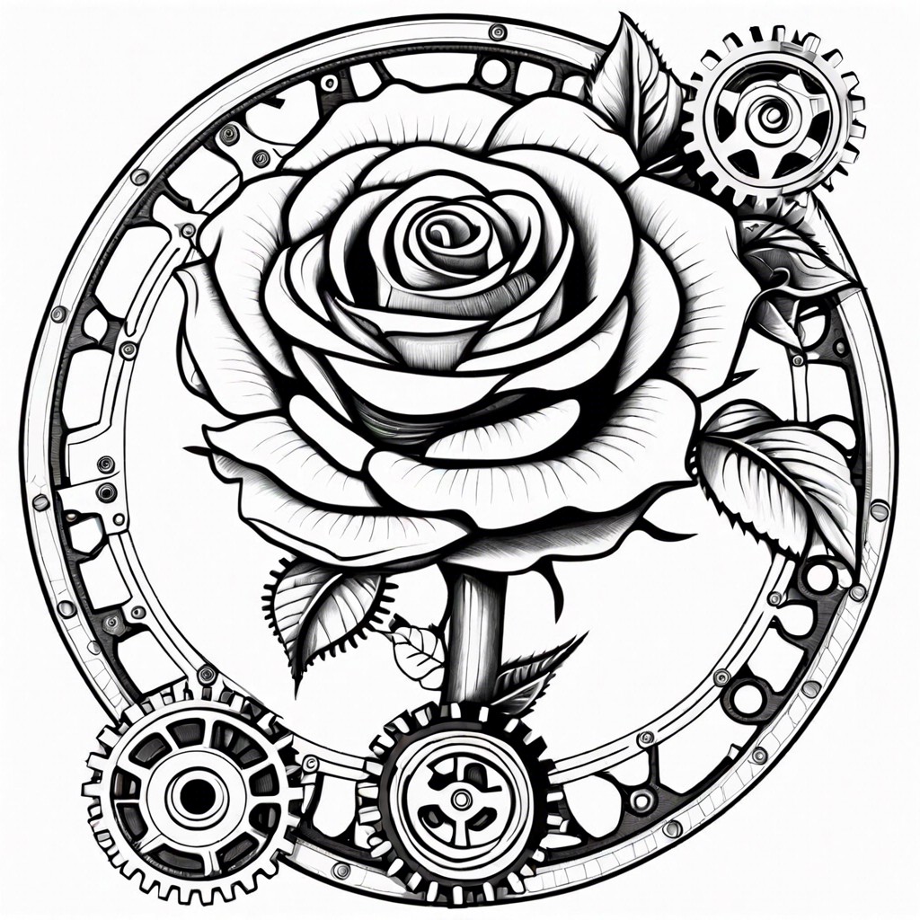 mechanical rose with gears
