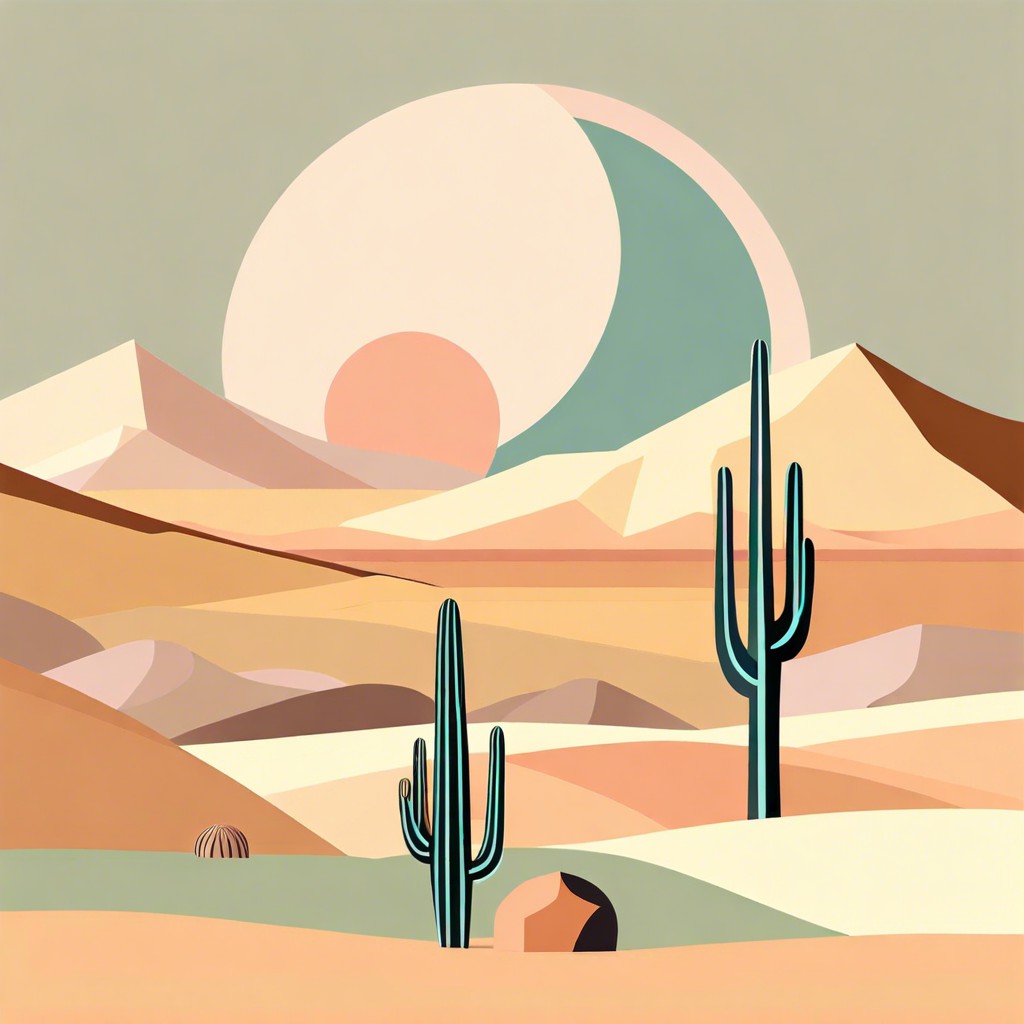 minimalist desert landscape with abstract geometric shapes