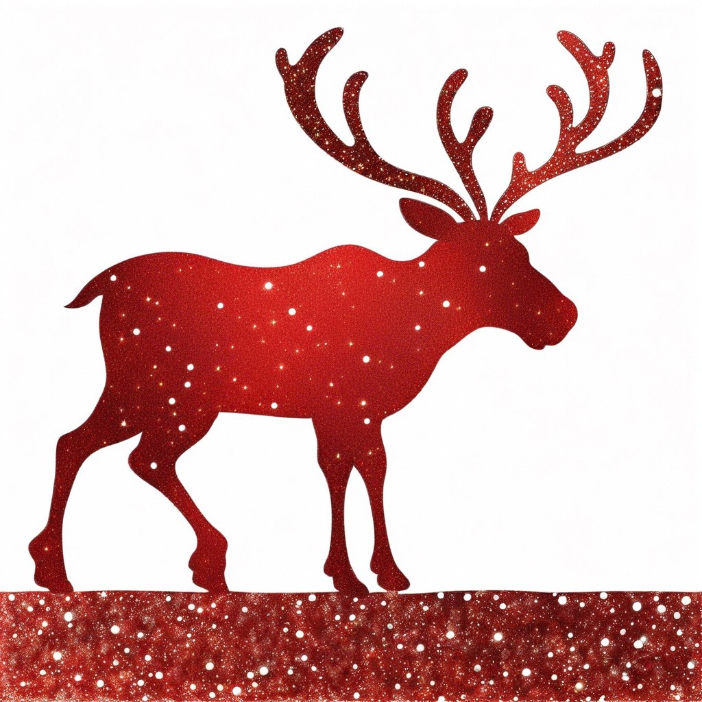 reindeer silhouette with glittery red nose