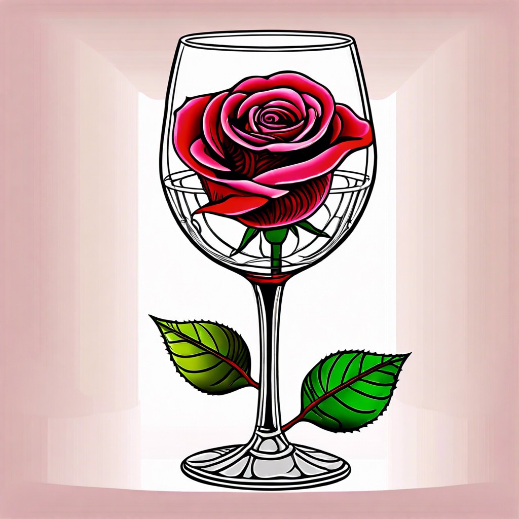 rose in a wine glass