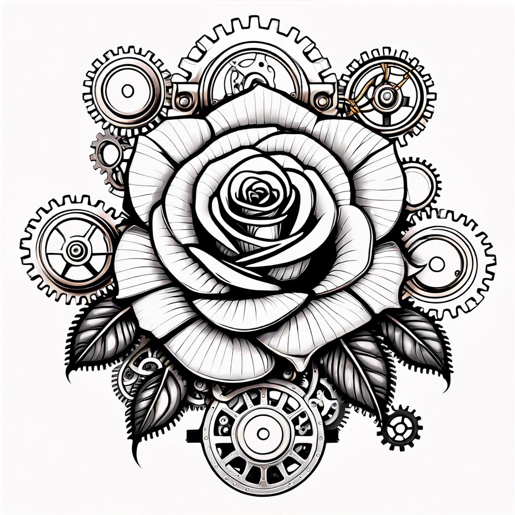 steampunk rose with cogs