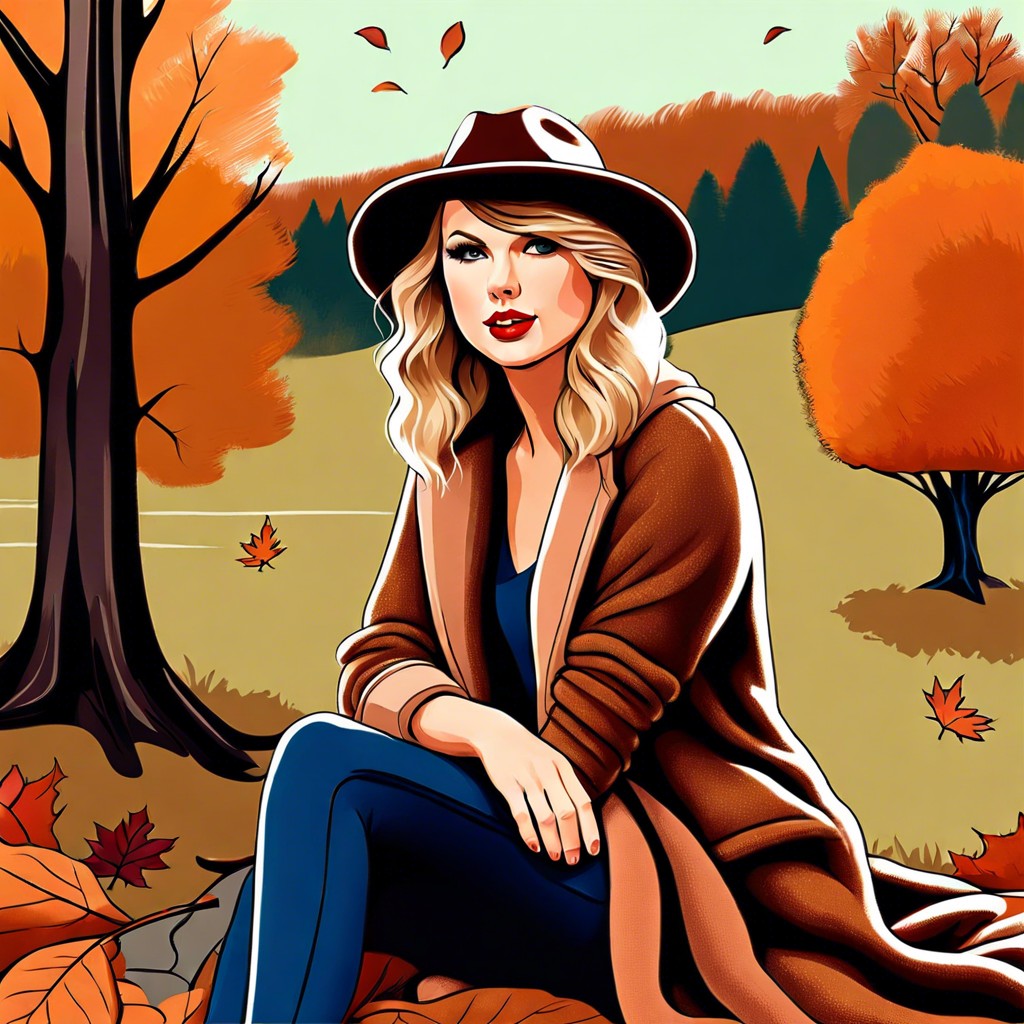 taylor swift in a cozy autumnal setting