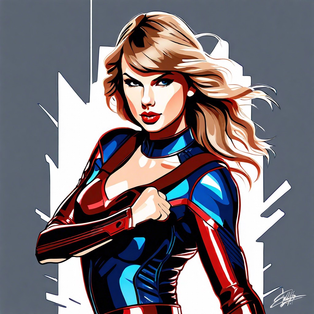 taylor swift in an action hero pose