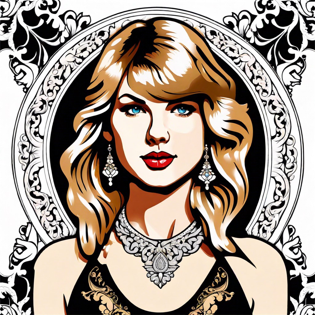 taylor swift with an ornate baroque background