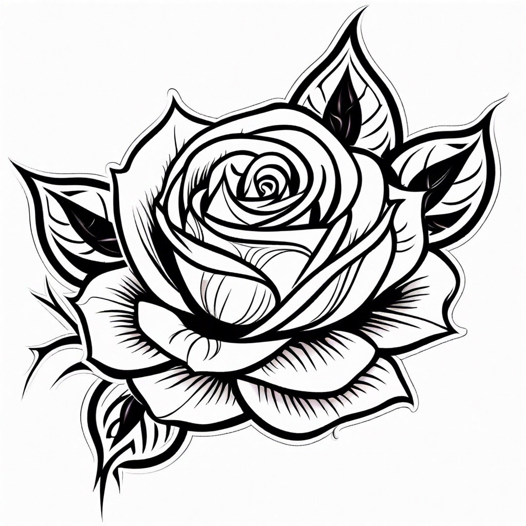 tribal style rose tattoo