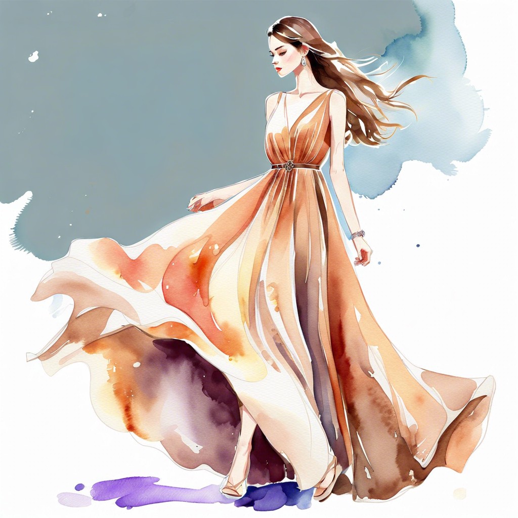 watercolor style flowing dresses