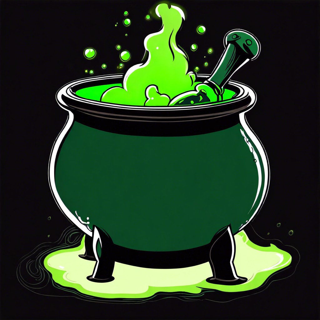 witchs cauldron with bubbling potion
