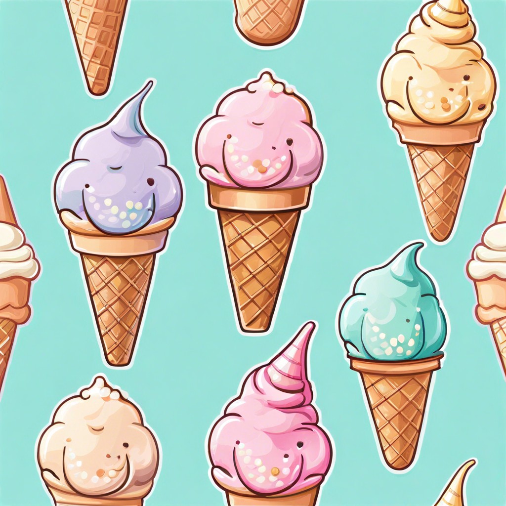 pastel colored ice cream cones